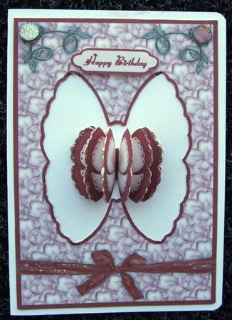 3D Butterfly in Red Dangler Embellishment and Card Front by Eve Mcmean