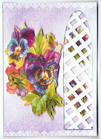 Vintage Pansies Side Trellis Card by Eve Mcmean