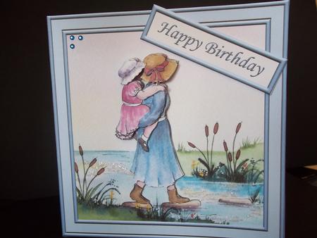 Stepping Stones 6x6 Square Card Front with Decoupage by Faith Irvine