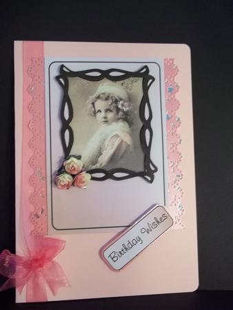A Vision in Pink. Birthday Card Front. by Faith Irvine