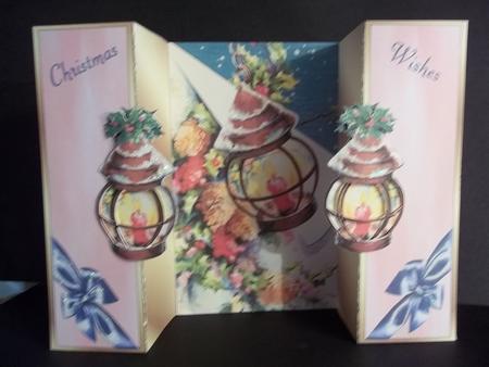 Christmas Lantern - Duo Foldback Card with Decoupage by Faith Irvine