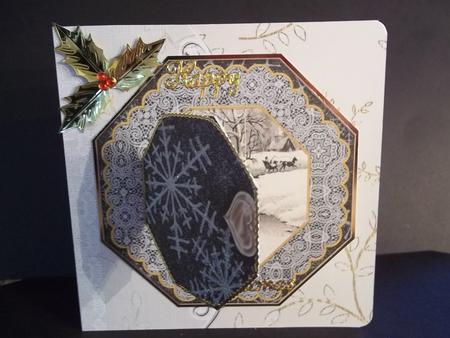 Snow Ride Octagon Lace Locket Card Front by Faith Irvine