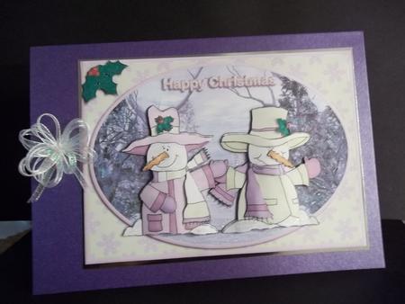 Snowmen in Lilac by Faith Irvine