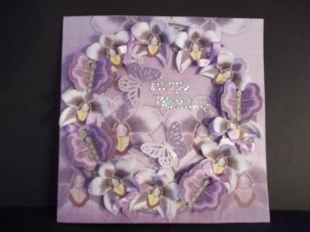 Orchid Lilac Butterfly 8in Decoupage 3D Ring Card Kit by Faith Irvine