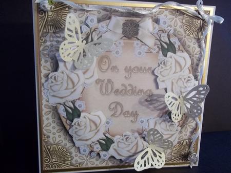 Cream Rose Butterfly Wedding Decoupage 3D Ring Sheet by Faith Irvine