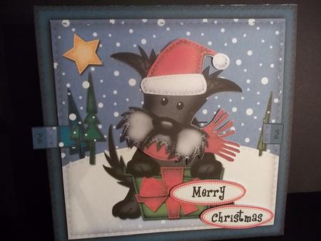 3D Scottie Dog Xmas Animated Moveable Wobble Head Card Kit by Faith Irvine