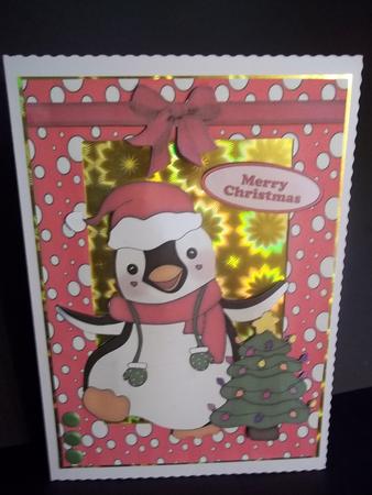 Jolly Little Christmas Penguin with Red Bow by Faith Irvine