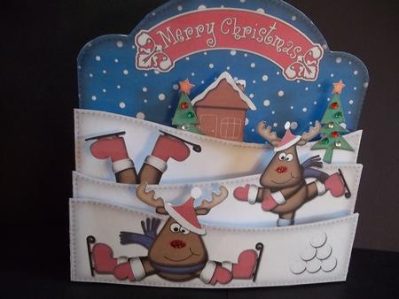 3D Xmas Skating Rudolph Pop Out Card Kit by Faith Irvine