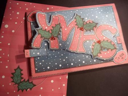 3D Xmas Holly Word Animated Moveable Decoupage Card Kit by Faith Irvine