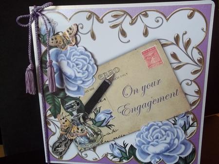 Pblue Roses Your Engagement Ink Saver 8in Decoupage Topper by Faith Irvine