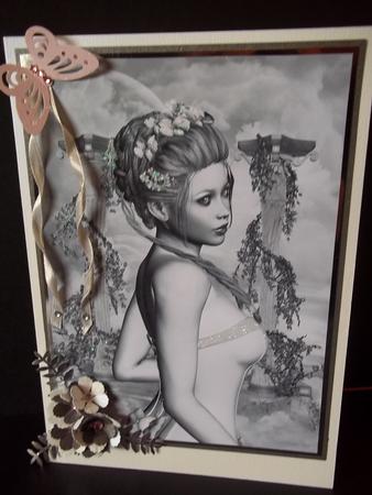 Orchids in Her Hair Monochrome A4 Card by Faith Irvine