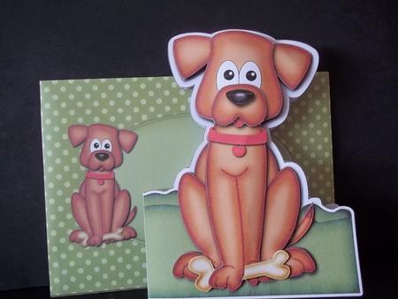 3D Rusty the Dog Shaped Card Decoupage N Envelope by Faith Irvine