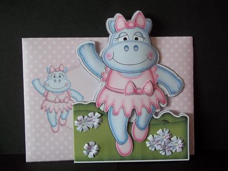 3D Hilda Hippo Shaped Card with Decoupage by Faith Irvine
