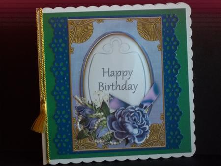 Dblue Rose Happy Birthday Oval 7x5in Floral Step by Step by Faith Irvine