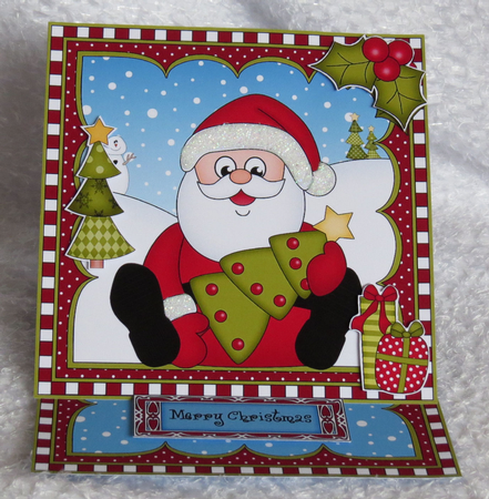 3D Easel Card Mini Kit - Christmas Santa has an Xmas Tree by Faye Volo