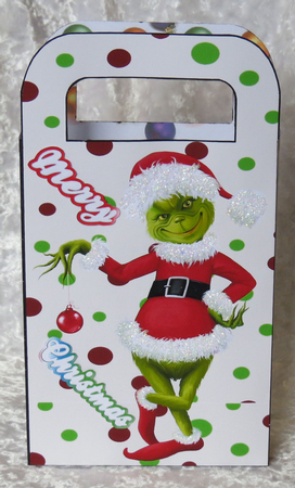 Large Gift Bag with cheeky elf grinch (red) by Faye Volo