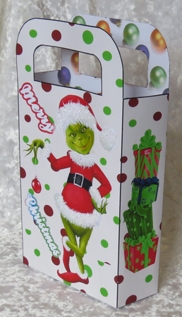 Large Gift Bag with cheeky elf grinch (red) by Faye Volo