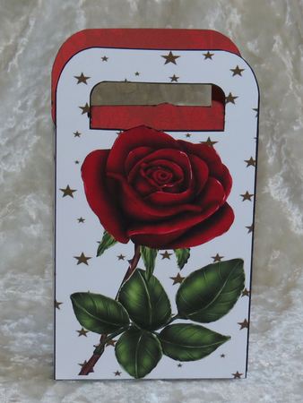 Pretty red rose and gold star gift box by Faye Volo