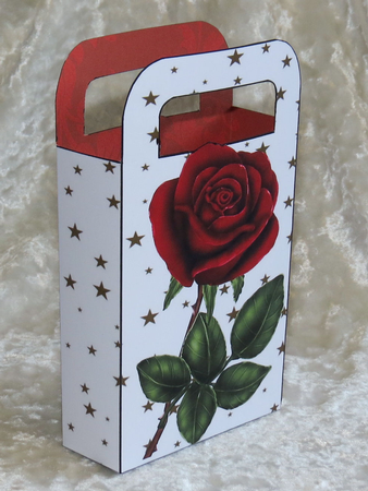 Pretty red rose and gold star gift box by Faye Volo