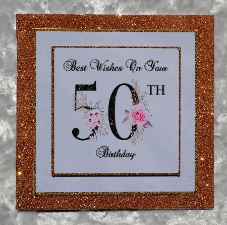 Floral Number 50 Birthday Card Front by Faye Volo