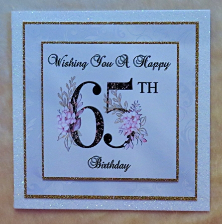 Floral Number 65 Birthday Card Front by Faye Volo
