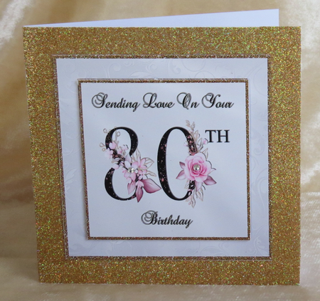 Floral Number 80 Birthday Card Front by Faye Volo