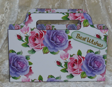 Pretty pink purple roses tote gift bag by Faye Volo