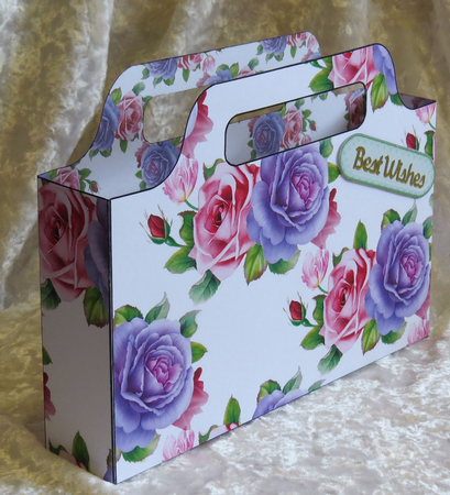 Pretty pink purple roses tote gift bag by Faye Volo