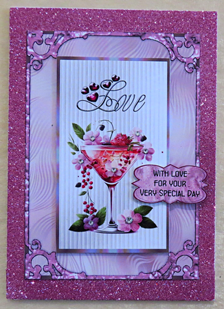 Cocktails for Lovers - 7x5 inch card front with decoupage by Faye Volo