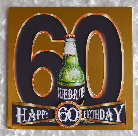 CHEERS to 60 Years - Beer - Large Shaped Card Front by Faye Volo