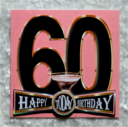 CHEERS to 60 Years - Cocktail - Large Shaped Card Front by Faye Volo