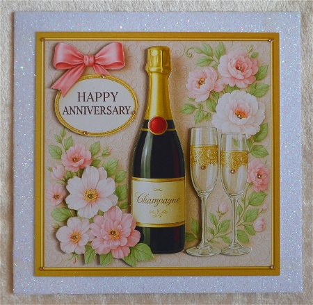 Happy Anniversary Champagne Quick Card by Faye Volo