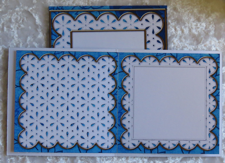 Blue Daisies Em Anglaise Scallop Square 3D Card Kit by Faye Volo