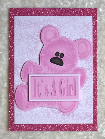 Its a Girl Teddy Card by Faye Volo