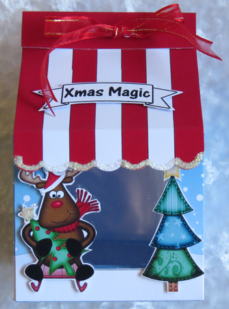 3D Xmas Sledging Rudolph Milk Carton Cupcake or Treat Box by Faye Volo