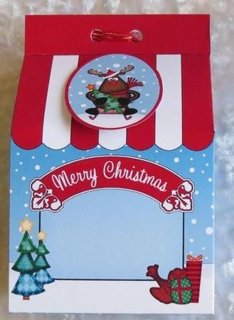 3D Xmas Sledging Rudolph Milk Carton Cupcake or Treat Box by Faye Volo