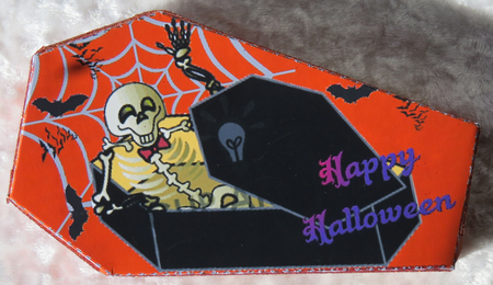 HALLOWEEN TREAT BOX #6 COFFIN, BATS, SPIDER, TREAT BOX by Faye Volo