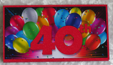 Bright Balloon Spray Money/Voucher/Gift Wallet/Pocket/Envelope - 40th Birthday - Red by Faye Volo