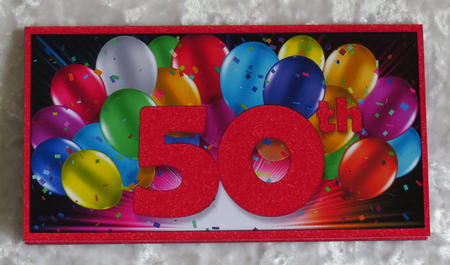 Bright Balloon Spray Money/Voucher/Gift Wallet/Pocket/Envelope - 50th Birthday - Red by Faye Volo
