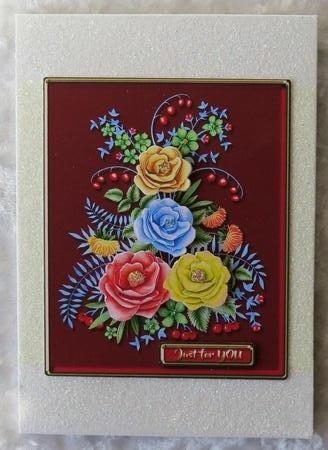 Floral on Red Card Topper by Faye Volo