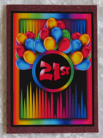 Over the Top Colour 21st Birthday Card Topper & Inner by Faye Volo