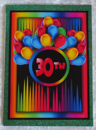 Over the Top Colour 30th Birthday Card Topper & Inner by Faye Volo
