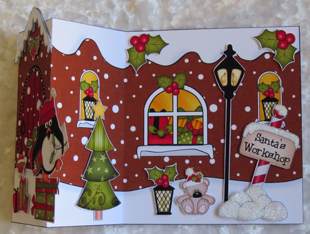 3D Shaped No-Hole Fold Back Christmas Card Mini Kit - Pip Penguin has Xmas Presents by Faye Volo