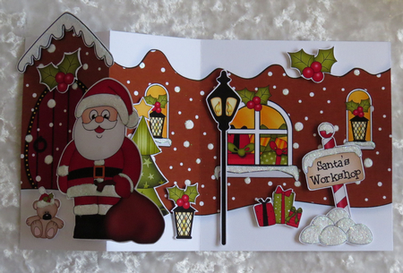 3D Shaped No-Hole Fold Back Christmas Card Mini Kit - Santa has a Sack of Presents by Faye Volo