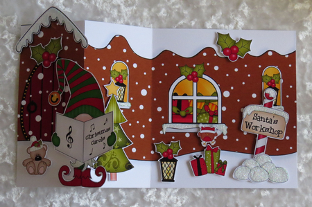3D Shaped No-Hole Fold Back Christmas Card Mini Kit - Gnome Glidurn is Carol Singing by Faye Volo