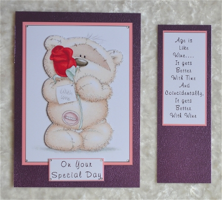 Button Bear with Rose General Quick Card by Faye Volo