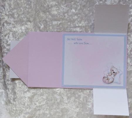Feeling Poorly Teddy Dutch Door Sideways Fold Card by Faye Volo