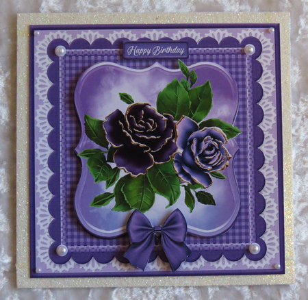 Blooms on Bordered Lace Card Topper - Design 6 by Faye Volo