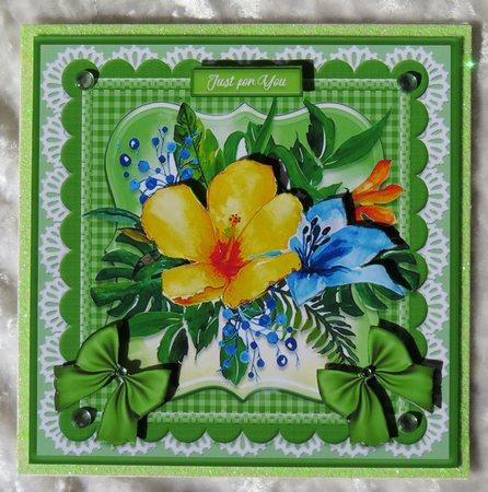 Blooms on Bordered Lace Card Topper - Design 16 by Faye Volo