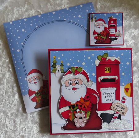 3D Animated Sleeps Till Santa Christmas Postbox Countdown Card Kit - Santa has a Sack of Presents by Faye Volo